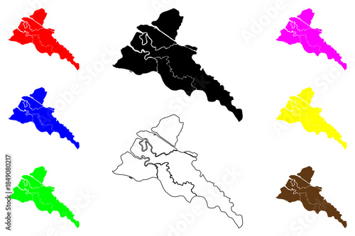 Cotabato city (Bangsamoro Region, Republic of the Philippines, ROP) map vector illustration, scribble sketch Kutawatu map