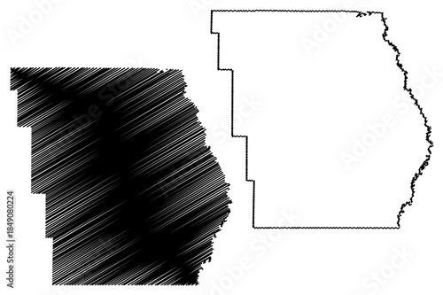 Butler County, Missouri (U.S. county, United States of America, USA, U.S., US) map vector illustration, scribble sketch Butler map