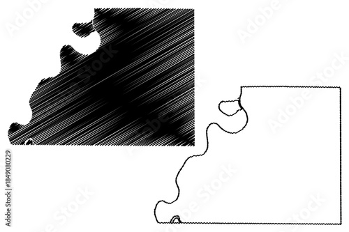 Buchanan County, Missouri (U.S. county, United States of America, USA, U.S., US) map vector illustration, scribble sketch Buchanan map