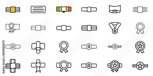 Award Badges and Ribbons Icon Set for Recognition and Achievement Symbols