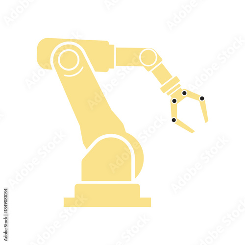 Industrial Robotic Arm Automation Technology Icon Illustration.