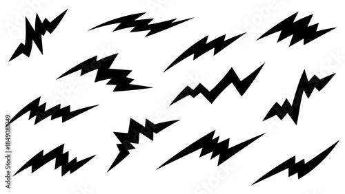 Set of black vector silhouettes featuring flying wild birds like eagles and hawks in various flight poses for nature illustration design