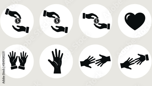 Set of black human footprint silhouettes and bear animal track icons in a clean vector illustration design for nature signs or art symbols