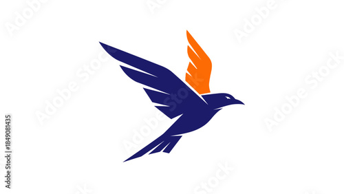 Soaring Ascent: An abstract representation of a bird in flight, its wings spread wide against the sky, symbolizing freedom, movement, and ambition.
