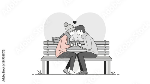 Love's Embrace: An intimate scene of a loving couple sharing a tender moment, intertwined on a park bench. They're lost in a world of their own.