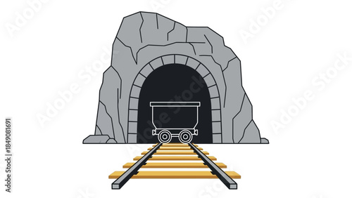 Into the Earth: An illustration captures the entrance to a mine, inviting viewers on a journey into the depths of the earth, leading towards an unseen destination of mystery and potential.