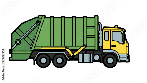 Recycling Garbage Truck Icon: A vibrant illustration of a robust garbage truck, embodying the essence of waste management and environmental stewardship.