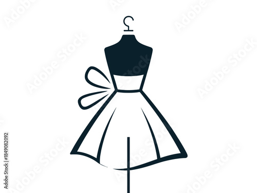 Elegant Black and White Dress Form with Bow Detail on Mannequin