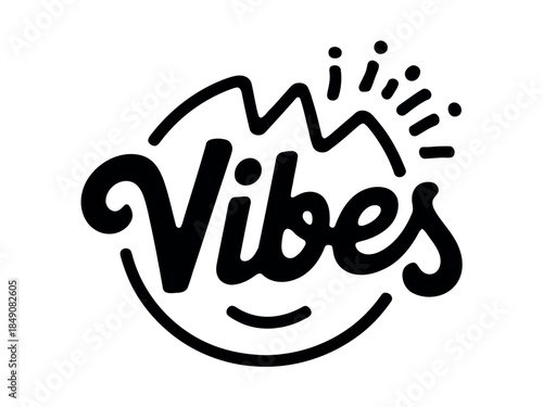 Good Vibes Smiley Face Logo with Black Lines on White Background Illustration Design