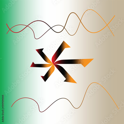 Abstract Geometric Star Element with Wavy Lines on Green Gradient
