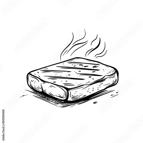 Bread, charred outside, soft inside - slice heaven bun-less bun | Clean, isolated vector art for creative projects.