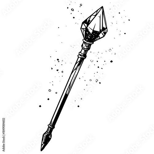 Ornate Crystal Wand Sparkling Enchantment | Clean, isolated vector art for creative projects.