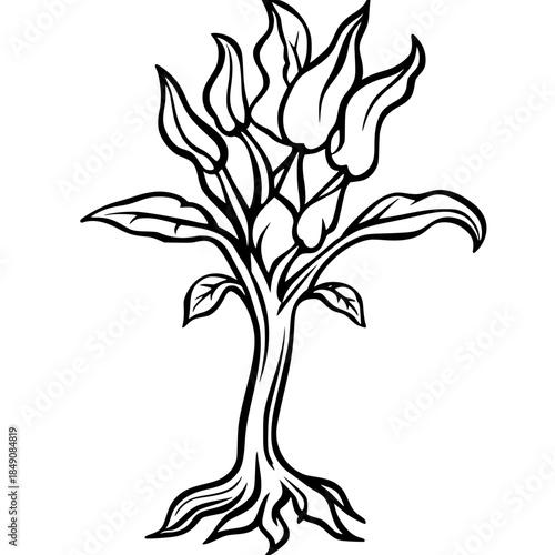 Silhouette Mandrake Root Seedlings | Clean, isolated vector art for creative projects.