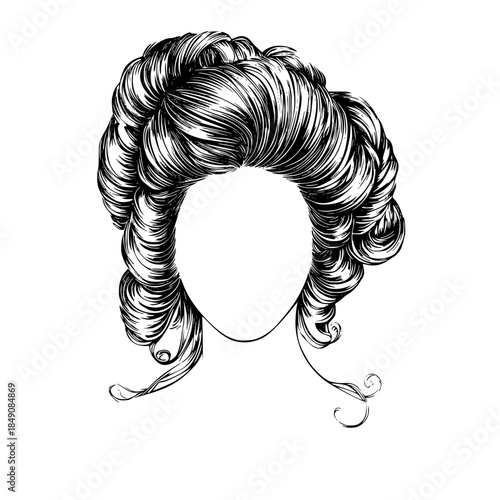 Elegant Silhouette Marie Antoinette's Wig | Clean, isolated vector art for creative projects.