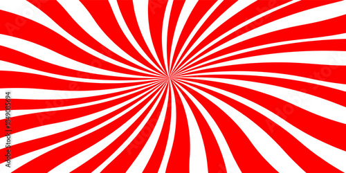 Vibrant red and white radial sunburst pattern with converging lines creating a bold optical and geometric visual effect.