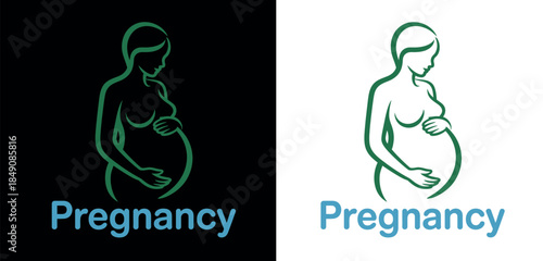 Pregnancy Concept with Green Illustrations