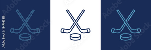 Hockey Sticks and Puck Icon Set for Sports Design