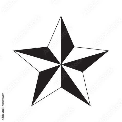 Flat Vector Geometric Star Design with Black and White Segments