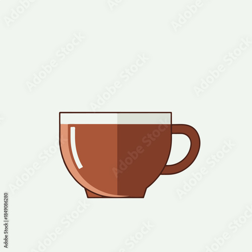 Flat Vector Coffee Cup Illustration with Minimalist Brown Tones