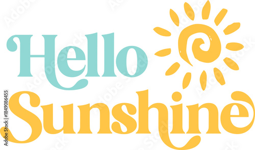 Hello Sunshine PNG SVG, Summer svg, Smiley Sun Summer svg png, Retro Summer svg