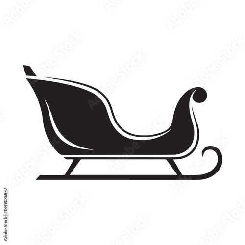 Classic Sleigh Flat Vector Silhouette Illustration on Clean White Background