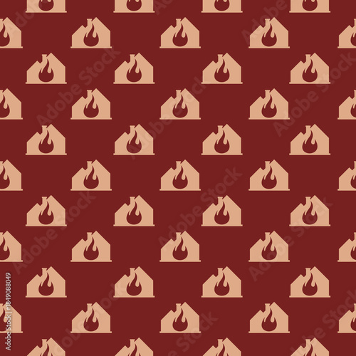 Burning house pattern seamless isolated on color background