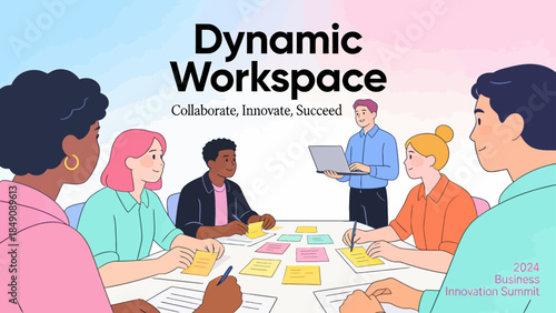 Diverse group collaborating in a workspace