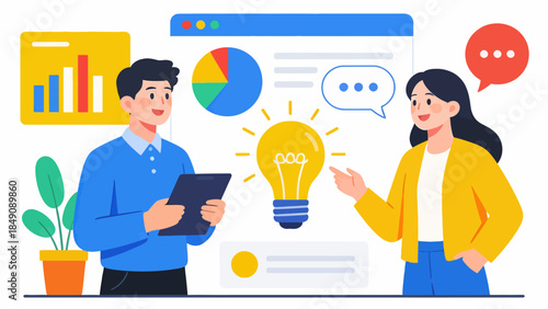 Two people collaborating with digital tools