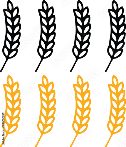 wheat yellow black icons set vector illustration design 8 icons vector