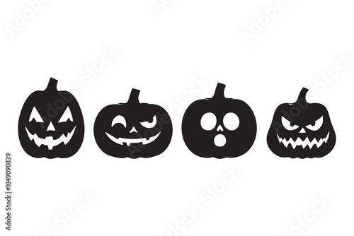 vector set halloween silhouette featuring spooky  and pumpkin shapes. Halloween icon.