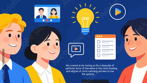 Three people in a virtual meeting