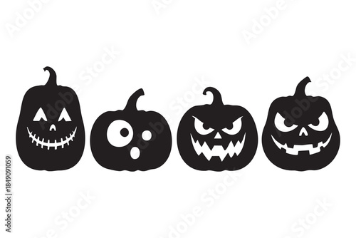 vector set halloween silhouette featuring spooky  and pumpkin shapes. Halloween icon.