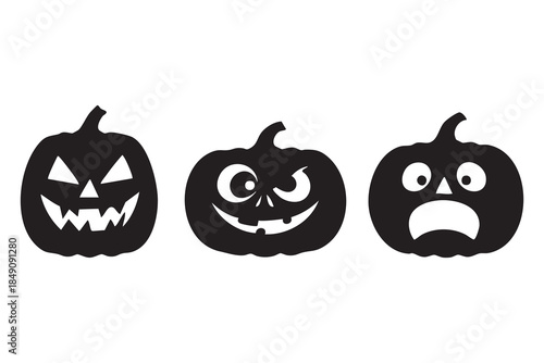 vector set halloween silhouette featuring spooky  and pumpkin shapes. Halloween icon.