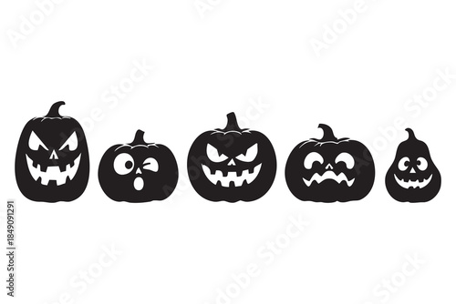 vector set halloween silhouette featuring spooky  and pumpkin shapes. Halloween icon.
