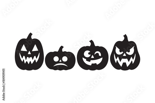 vector set halloween silhouette featuring spooky  and pumpkin shapes. Halloween icon.