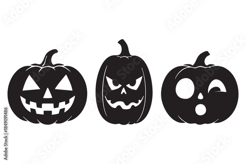 vector set halloween silhouette featuring spooky  and pumpkin shapes. Halloween icon.