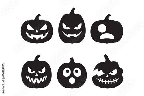 vector set halloween silhouette featuring spooky  and pumpkin shapes. Halloween icon.