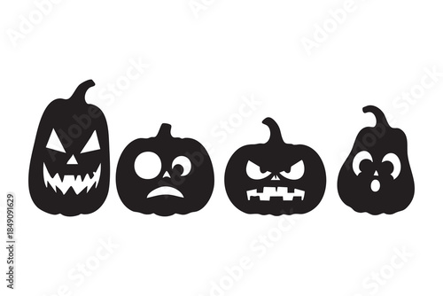 vector set halloween silhouette featuring spooky  and pumpkin shapes. Halloween icon.