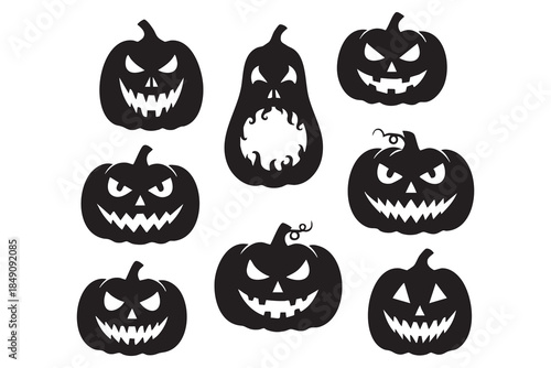 vector set halloween silhouette featuring spooky  and pumpkin shapes. Halloween icon.