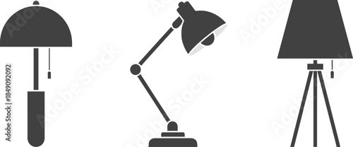 Modern Lamp Icons Set Illustration Isolated on White Background Minimal Home and Office Lighting Designs Flat Vector Collection