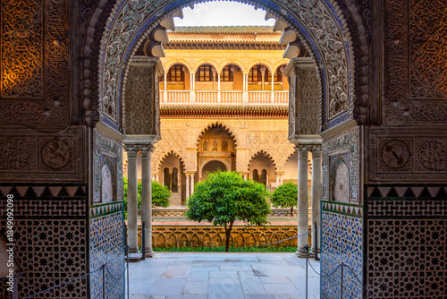 Courtyard of Maidens in Seville Alcazar, Spain