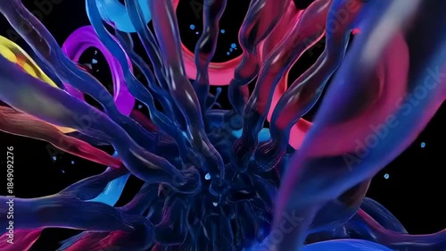 Vibrant Abstract Fluid Forms and Rings Dynamic Motion Background