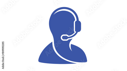Blue call center agent icon representing customer support and communication services
