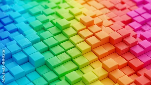 vibrant rainbow cubic wave motion background with subtle lighting effects and shallow depth of field