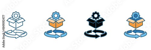 Multicolor development vector icon set illustrating business growth, supply, performance improvement, and workflow development. and corporate