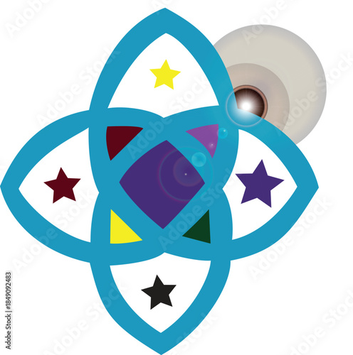 Modern Geometric Colorful Shape Vector logo with Star Center – Abstract art, creative Symmetric Design.