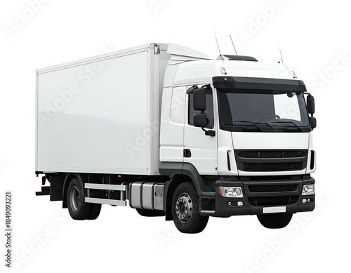 A large, modern white commercial box truck for logistics delivery