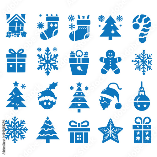 Christmas Symbol Set, Flat Minimal Style, Modern Christmas Vector Bundle, Festive Elements, Decorative Clipart Collection, Minimalist Vector Art, Silhouette Set, Holiday Icons for Cricut Sublimation,