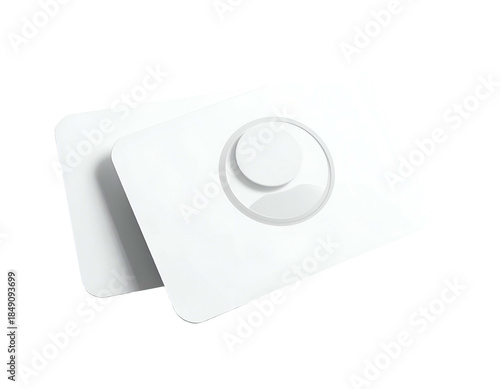 Minimalist white cards with a layered, circular user avatar icon