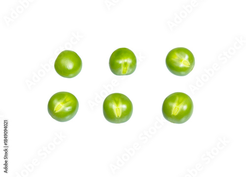  Falling sweet green peas,  isolated on white.